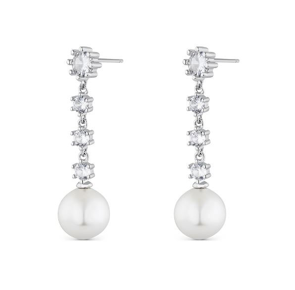 Zirconia Earrings with Chatonet Claws and Pearls